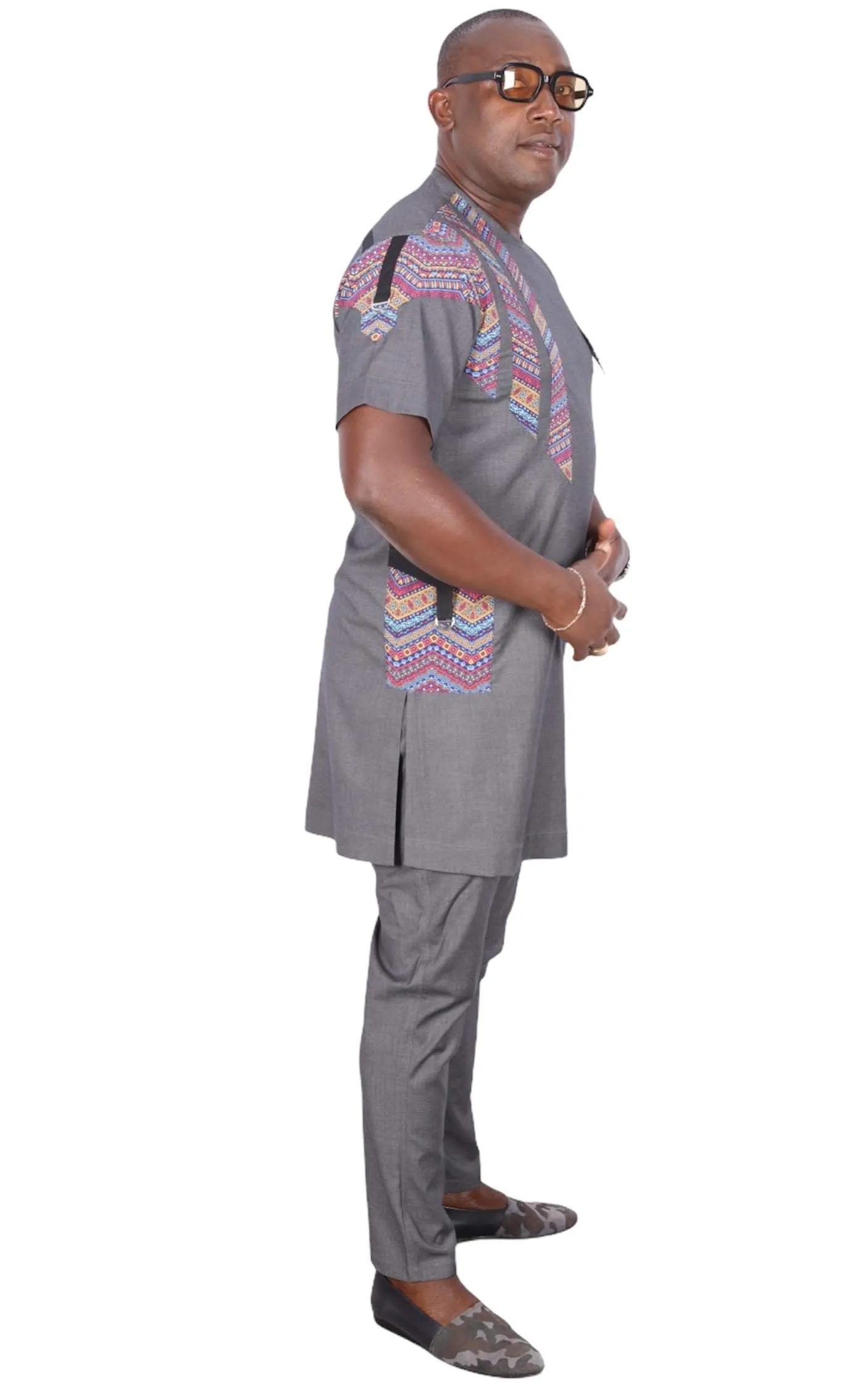 African Senator Dress Grey