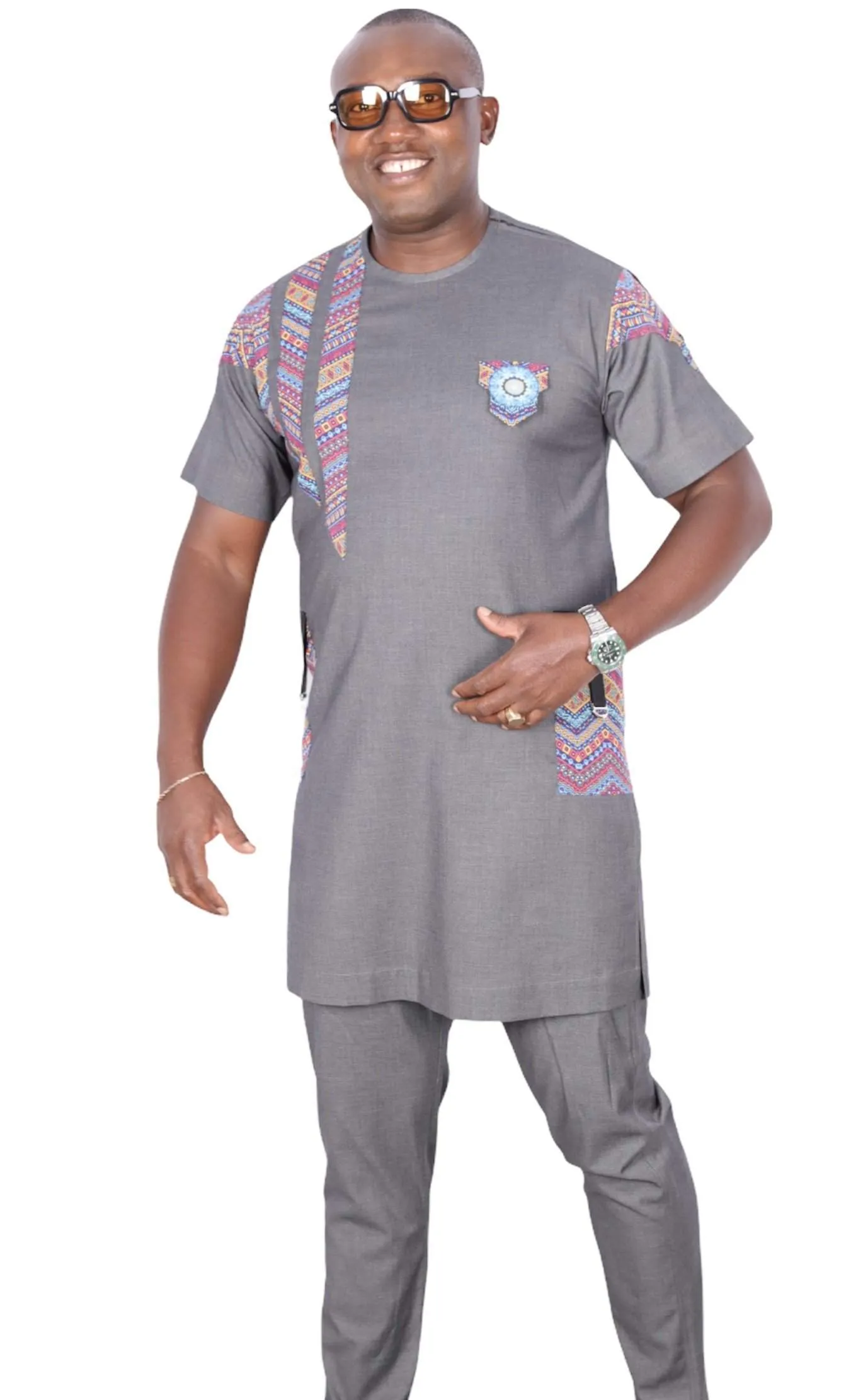 African Senator Dress Grey
