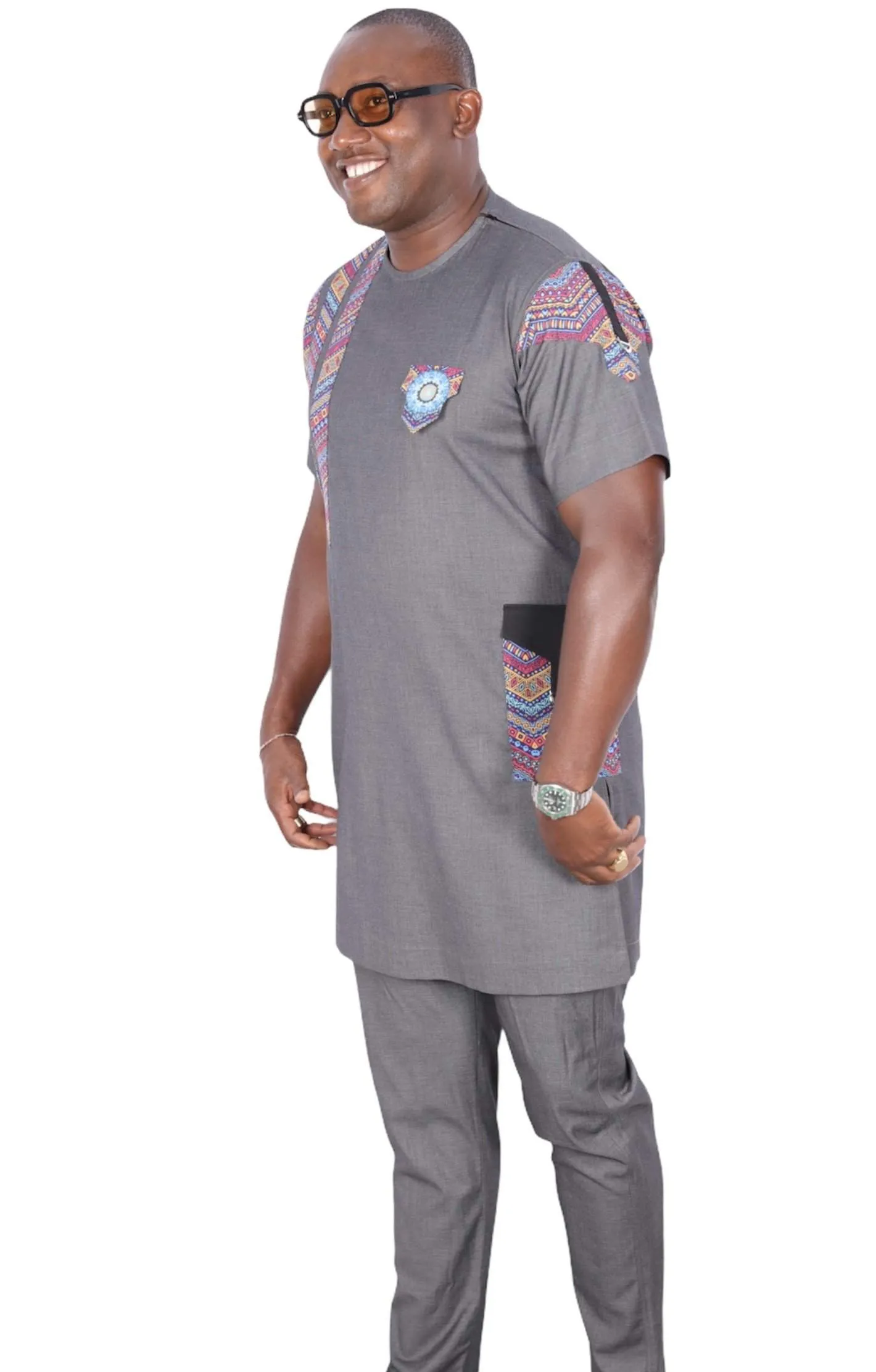 African Senator Dress Grey