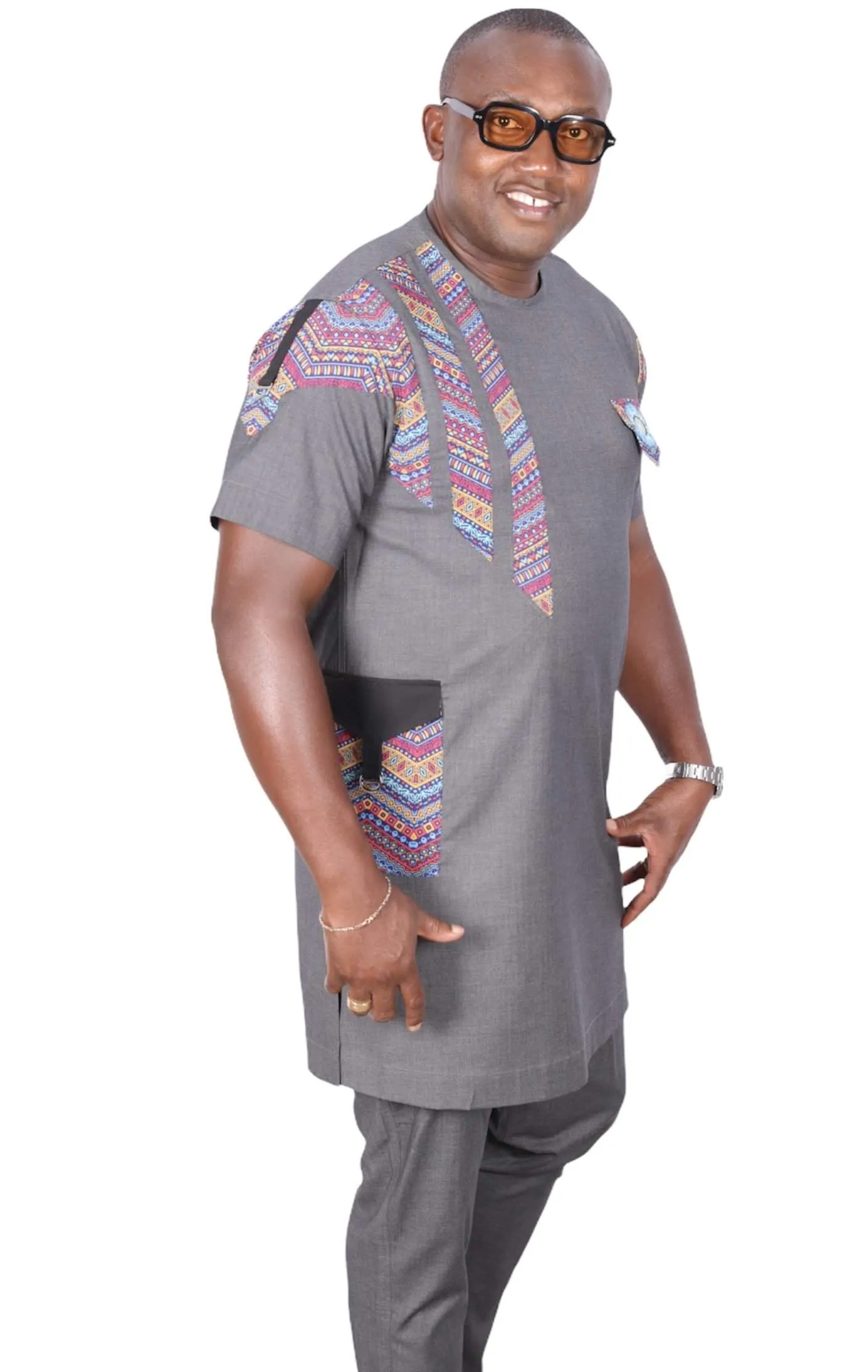 African Senator Dress Grey