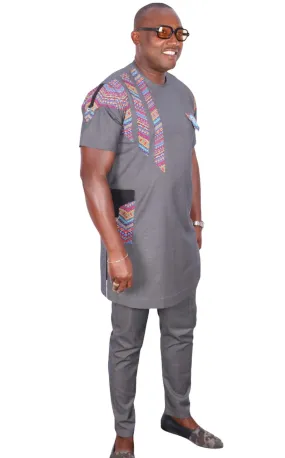 African Senator Dress Grey