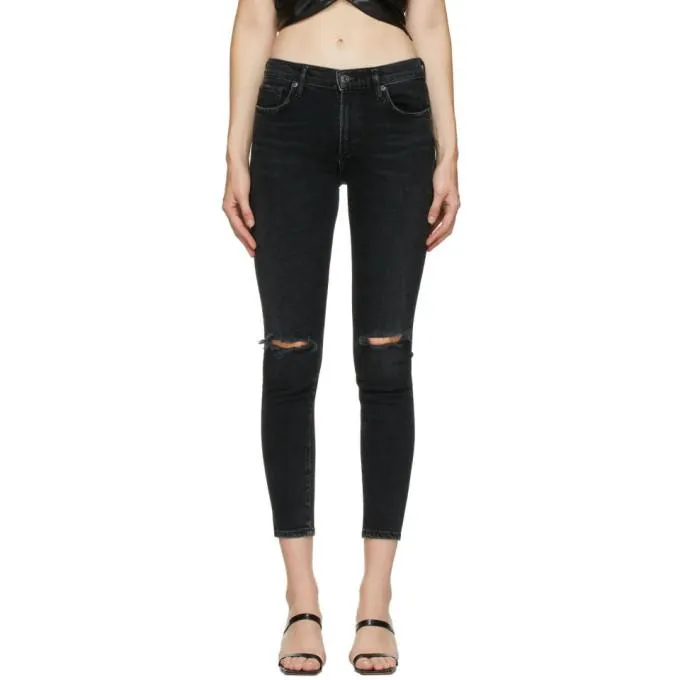 AGOLDE Black Sophie Mid-Rise Ankle Jeans