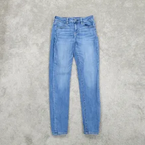 American Eagle Women Skinny Jeans Next Level Stretch Mid Rise Blue SZ 4 Regular