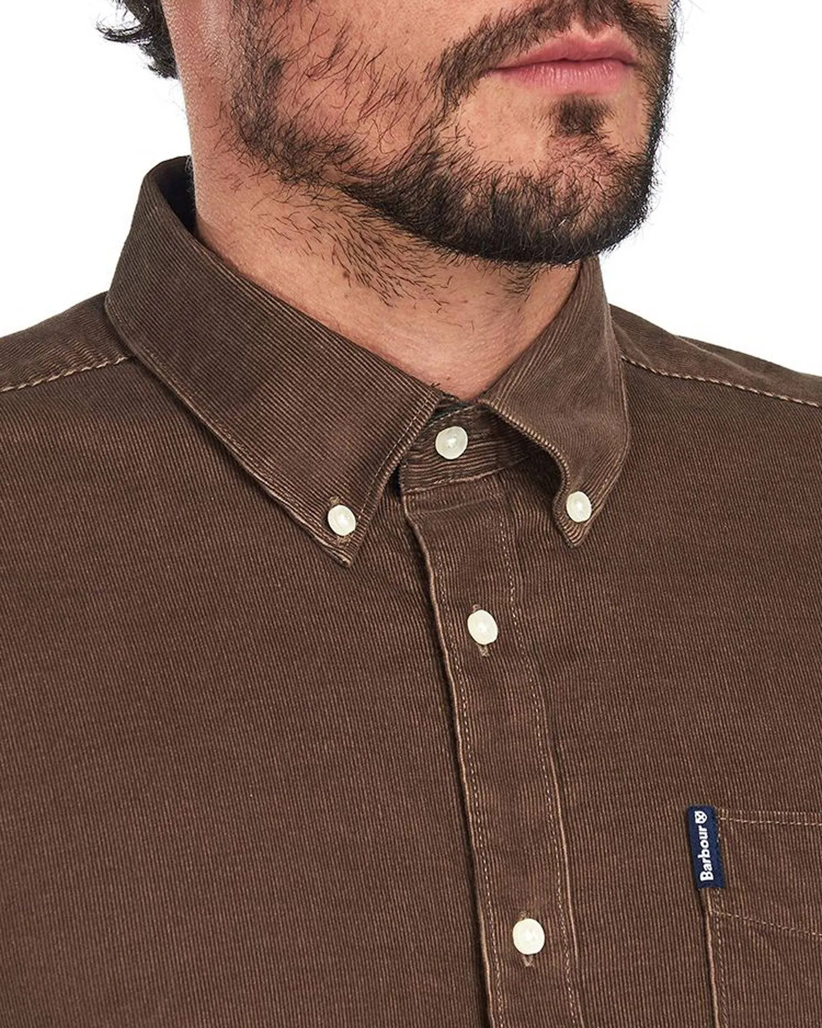 Barbour Cord 2 Cordoroy Button Down Collar Tailored Button Up Shirt In Brown