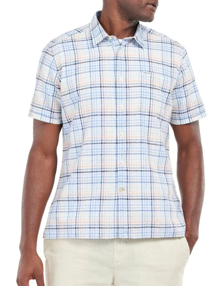 Barbour Starmer Summer Button Down Collar Short Sleeve Tailored Fit Shirt In Mint