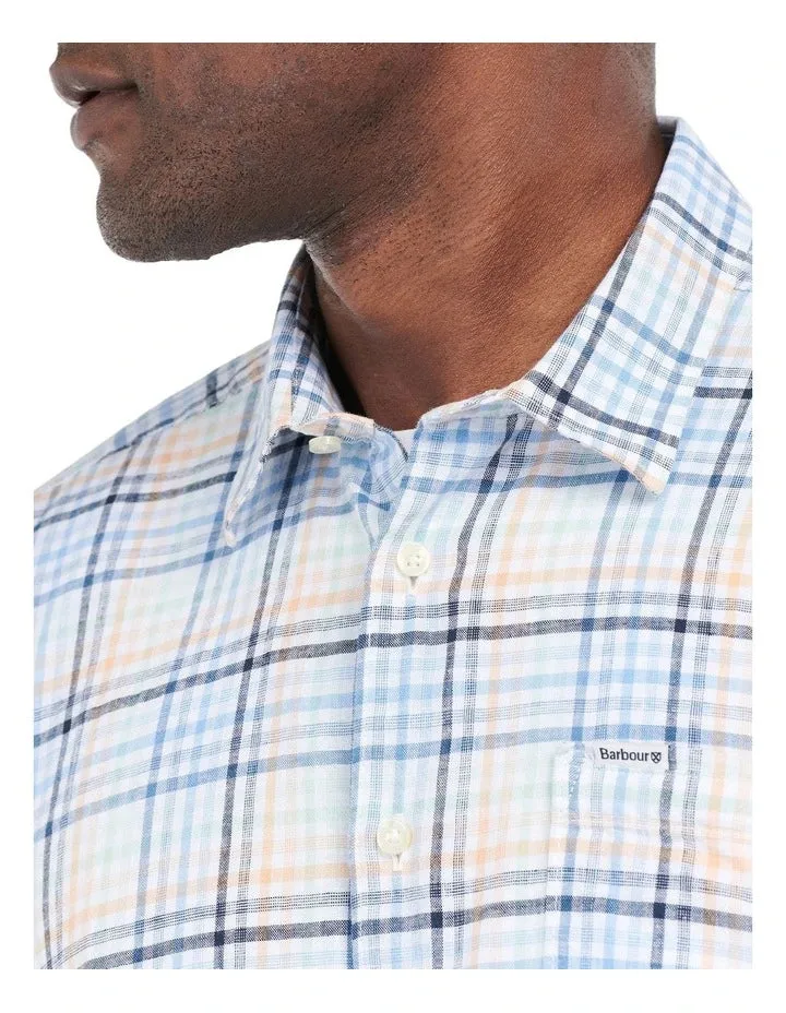 Barbour Starmer Summer Button Down Collar Short Sleeve Tailored Fit Shirt In Mint