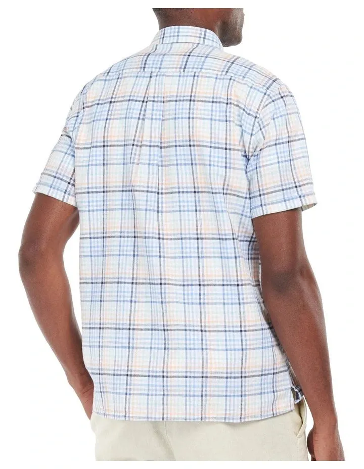 Barbour Starmer Summer Button Down Collar Short Sleeve Tailored Fit Shirt In Mint