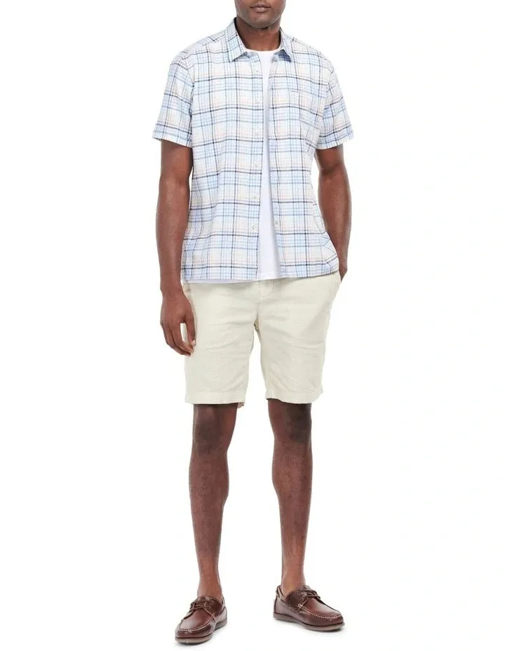 Barbour Starmer Summer Button Down Collar Short Sleeve Tailored Fit Shirt In Mint