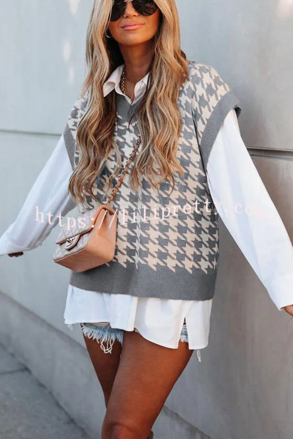 Beauty Brains Houndstooth Knit Sweater Vest