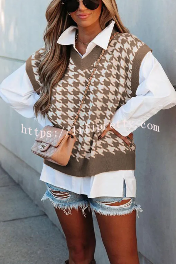 Beauty Brains Houndstooth Knit Sweater Vest