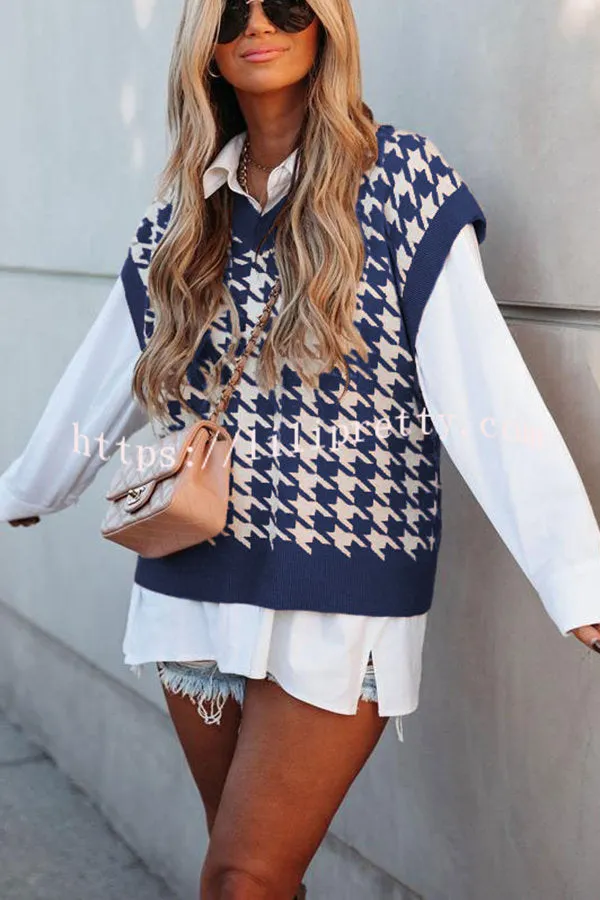 Beauty Brains Houndstooth Knit Sweater Vest