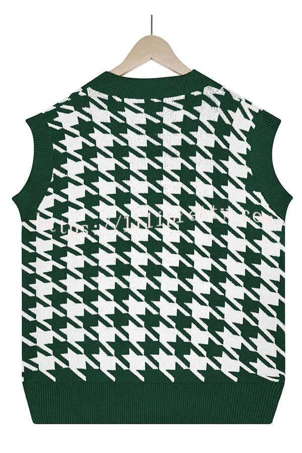 Beauty Brains Houndstooth Knit Sweater Vest