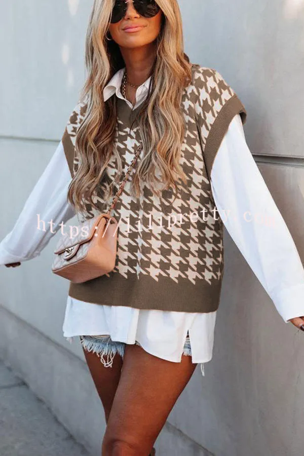 Beauty Brains Houndstooth Knit Sweater Vest