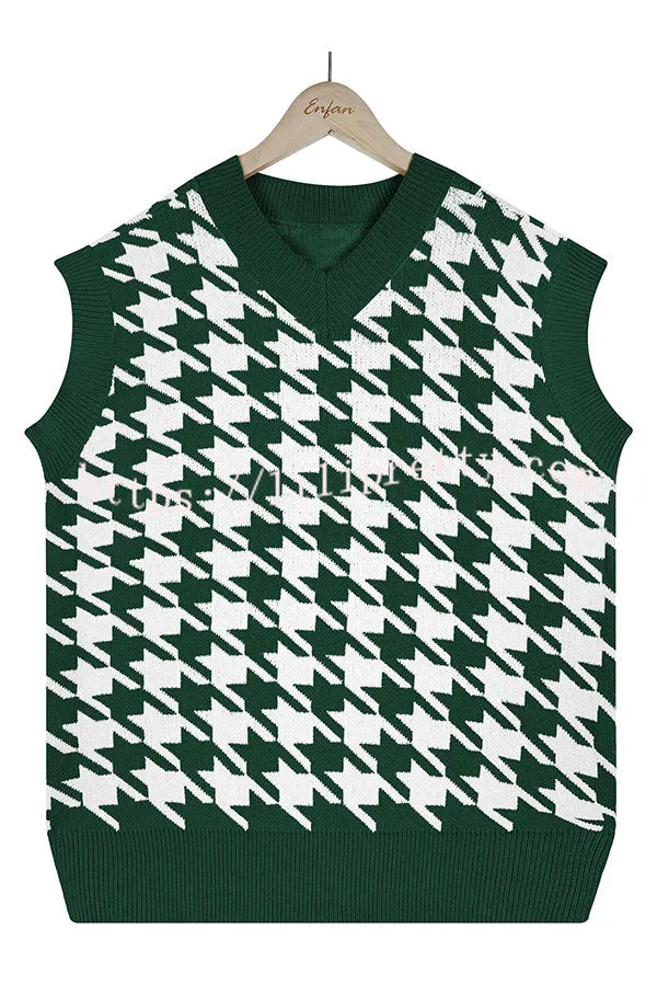 Beauty Brains Houndstooth Knit Sweater Vest