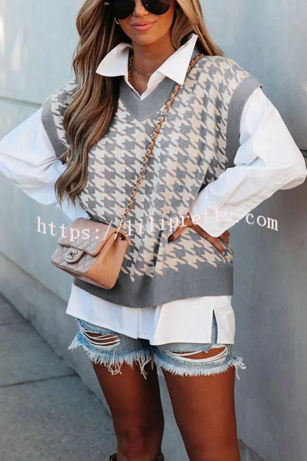 Beauty Brains Houndstooth Knit Sweater Vest