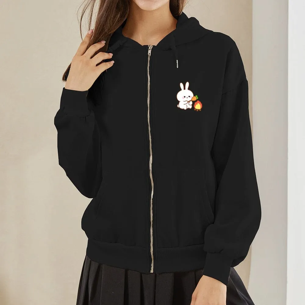 Camping Bun Bun the Bunny Soft Zip-Up Hoodie