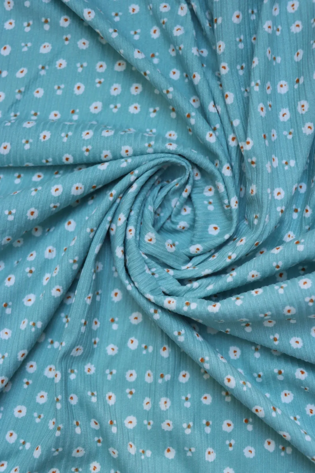 Dita on Aqua Yummy 4x2 Rib Knit