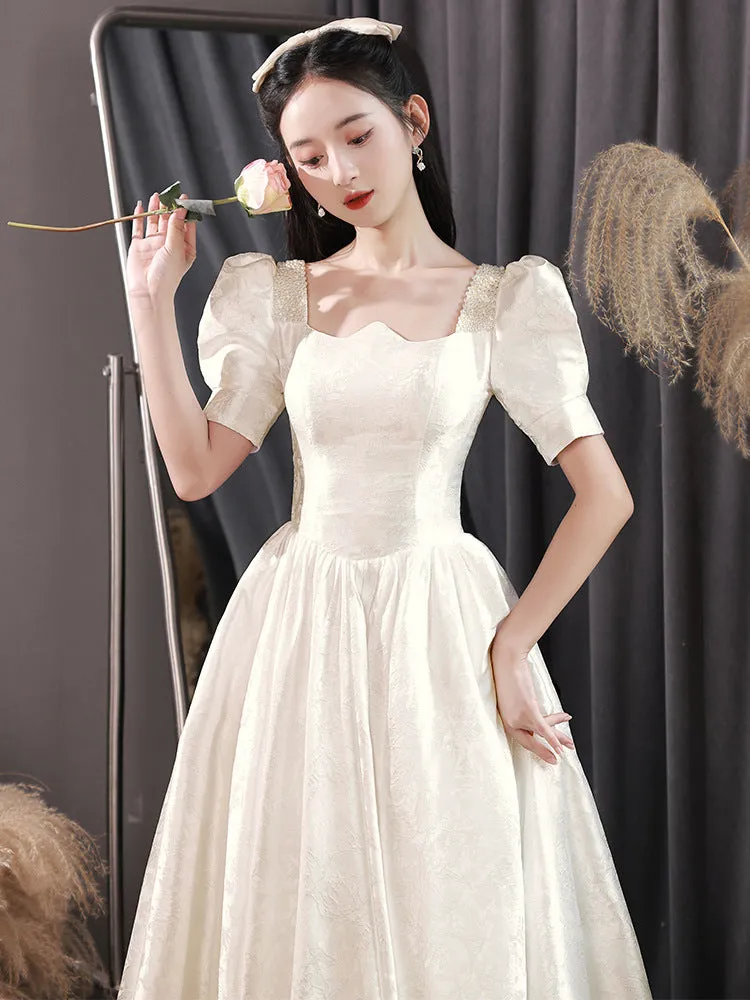 Elegant White A Line Long Prom Dress Sweet Princess Birthday Party Gown 547
