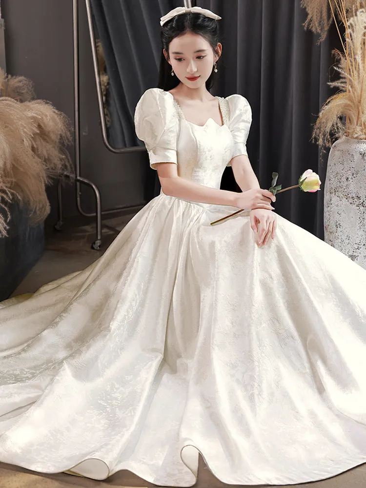 Elegant White A Line Long Prom Dress Sweet Princess Birthday Party Gown 547