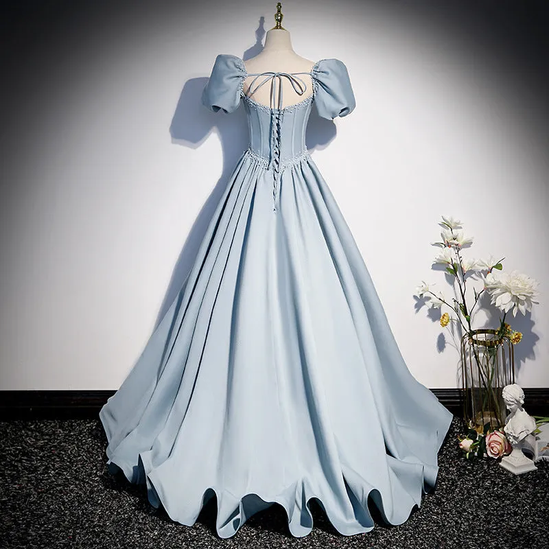 French Style Satin Princess Gown Sweet 16 Party Dress Formal Evening Dress 296