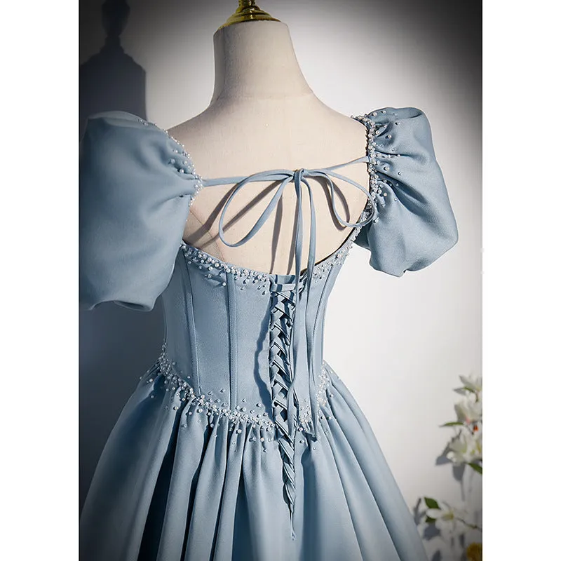 French Style Satin Princess Gown Sweet 16 Party Dress Formal Evening Dress 296