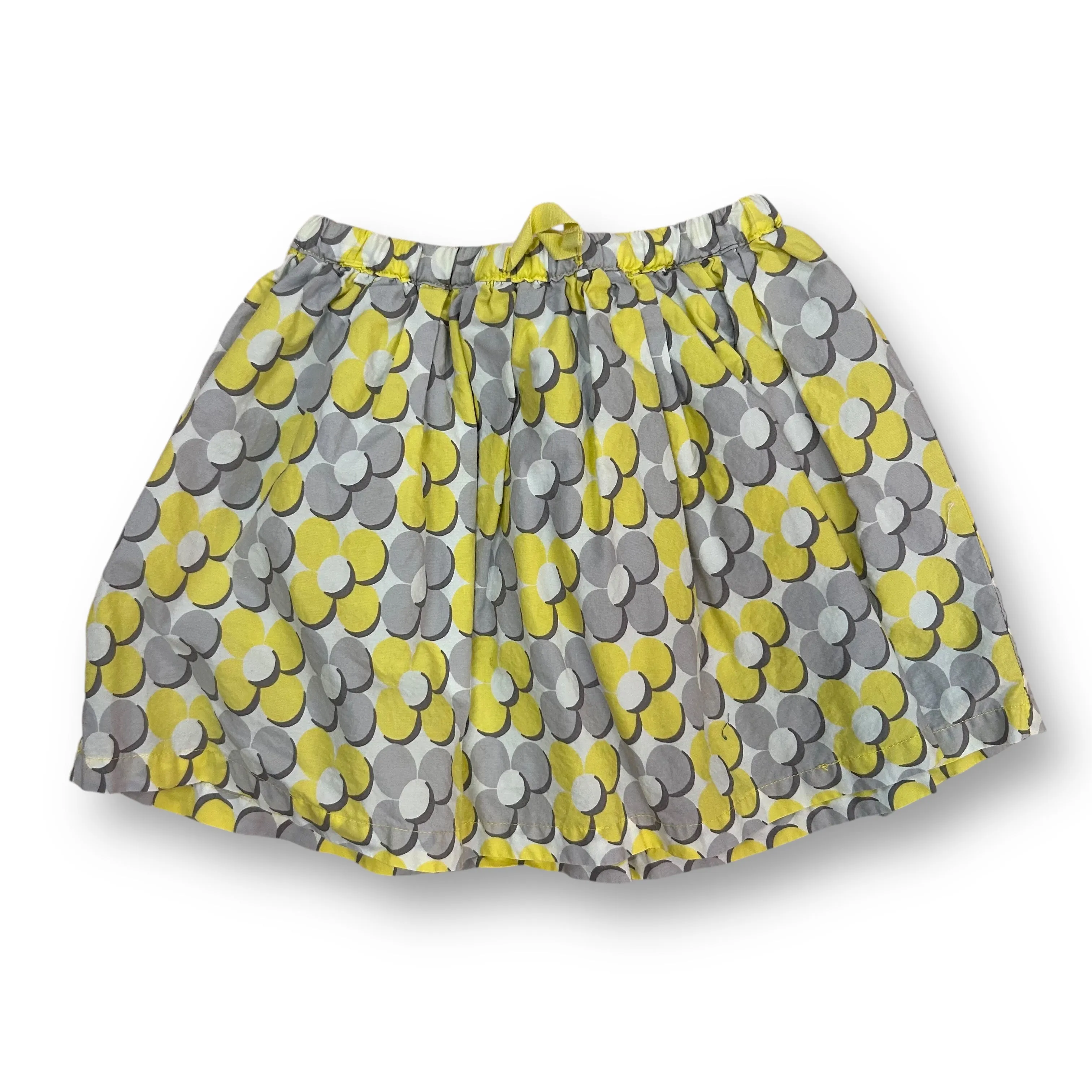 Girls Mini Boden Size 2/3 Gray & Yellow Floral Elastic Waist Skirt