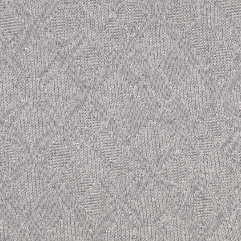 Grey Melange Diamond Jacquard Knit Fabric