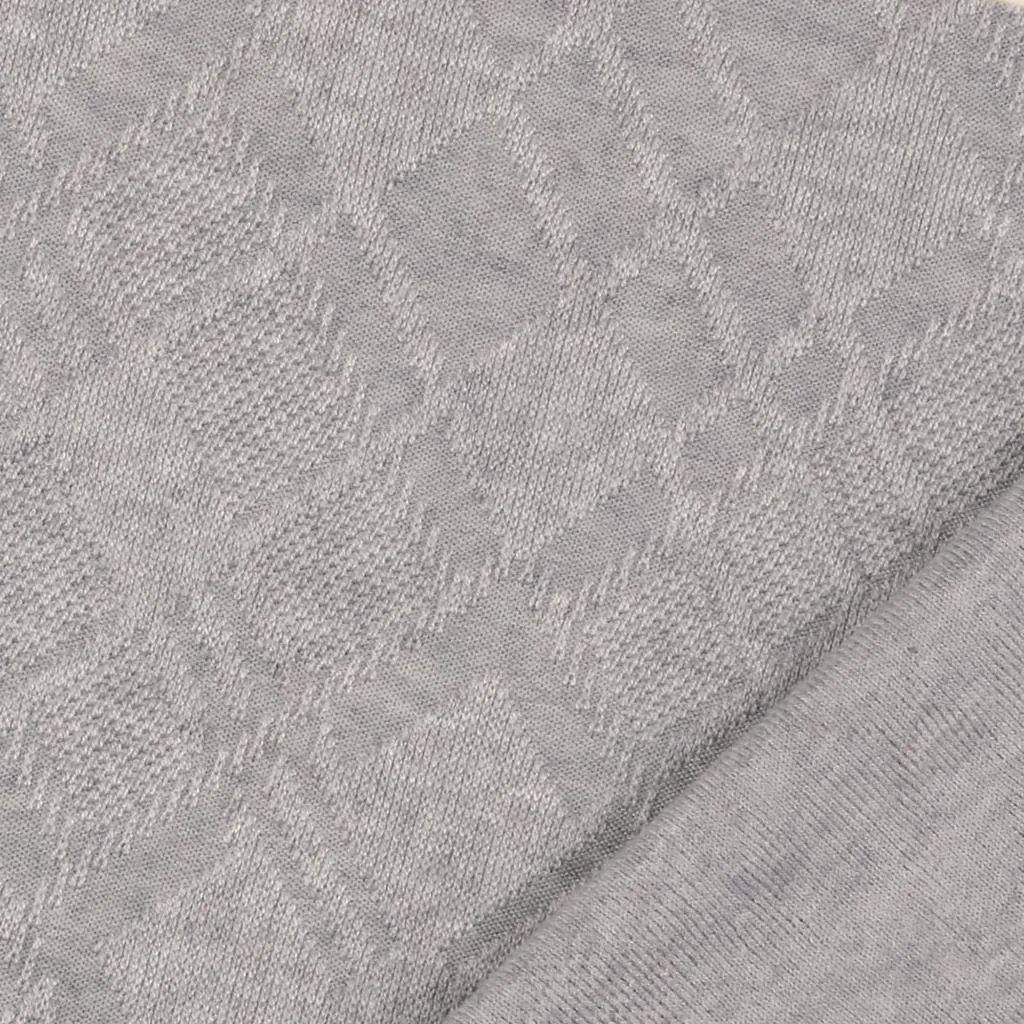 Grey Melange Diamond Jacquard Knit Fabric