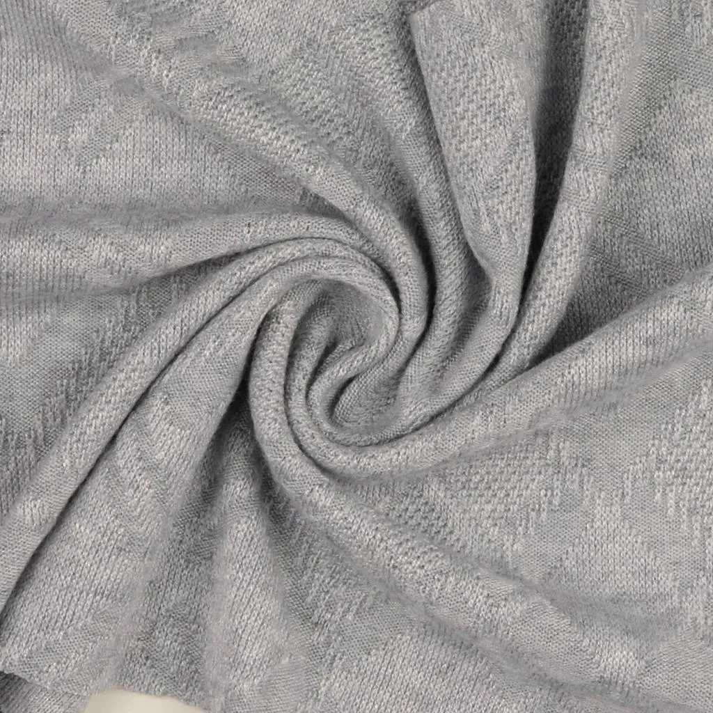 Grey Melange Diamond Jacquard Knit Fabric