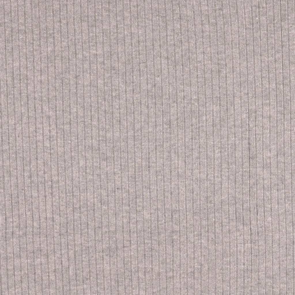 Grey Melange Ribbed Knit Fabric