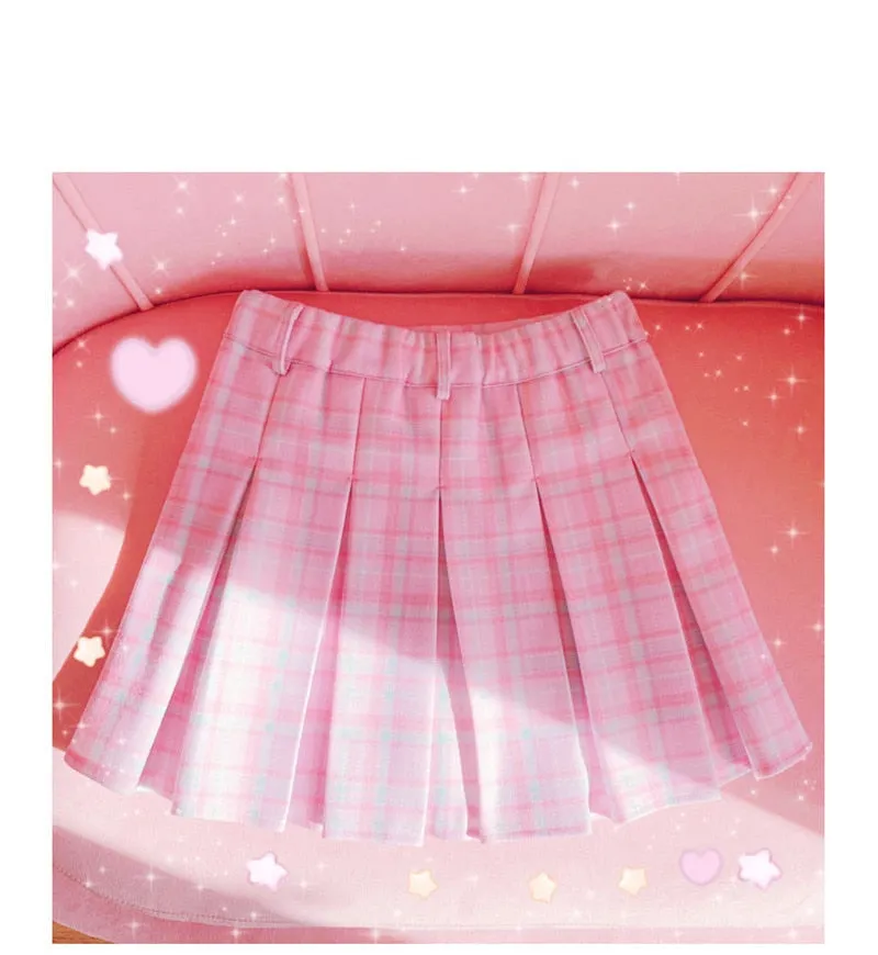Kawaii Schoolgirl Heart Plaid Mini Skirt
