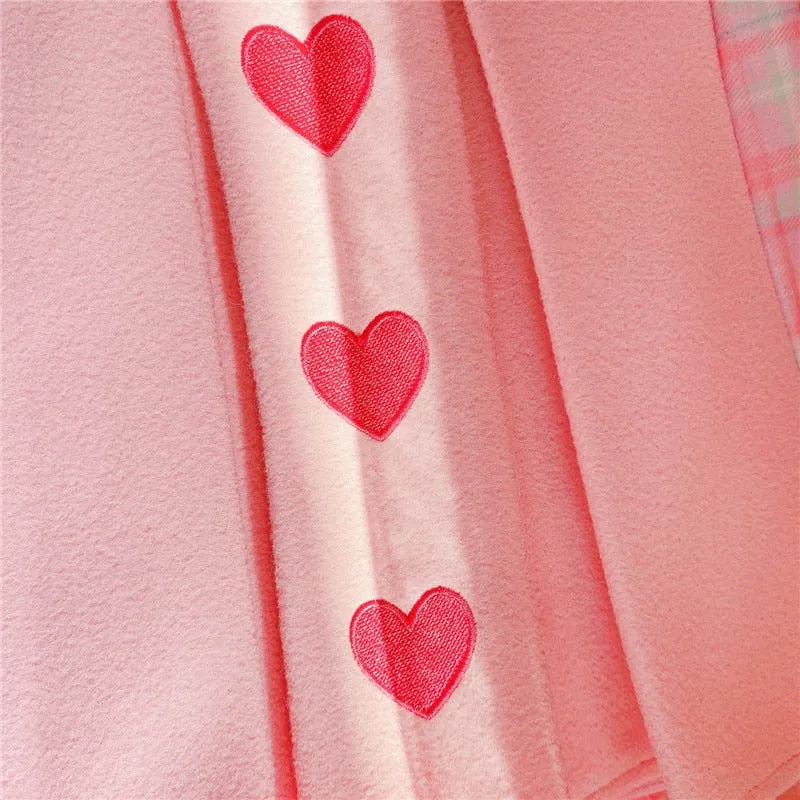 Kawaii Schoolgirl Heart Plaid Mini Skirt