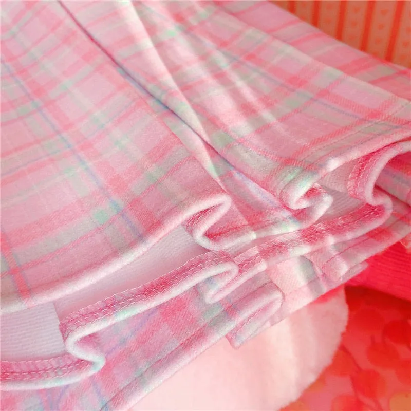 Kawaii Schoolgirl Heart Plaid Mini Skirt