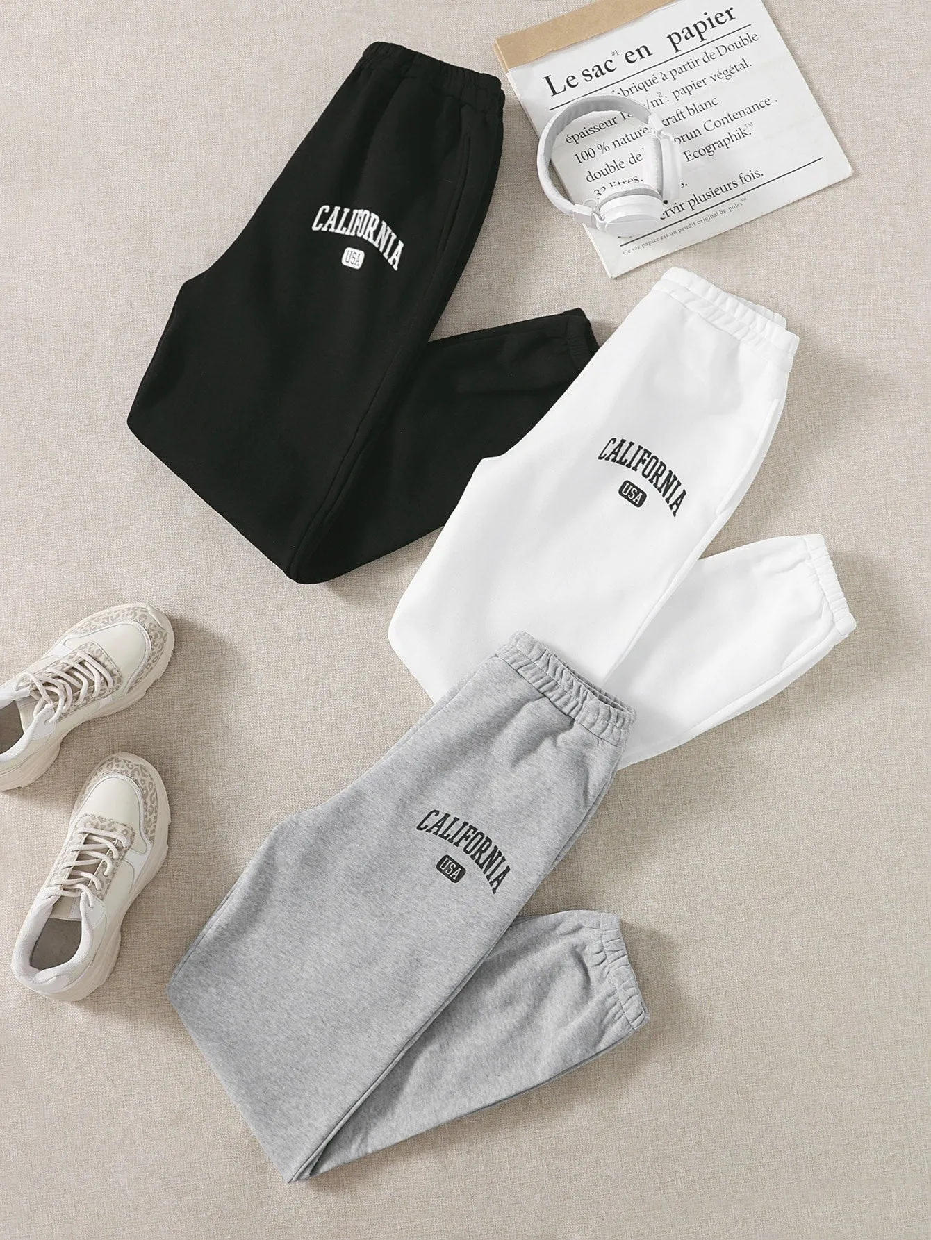 Letter High Waist Long Women Sweatpants