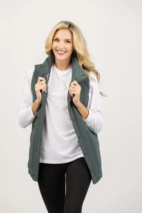 Lilla P. Nylon Long Vest in Mineral