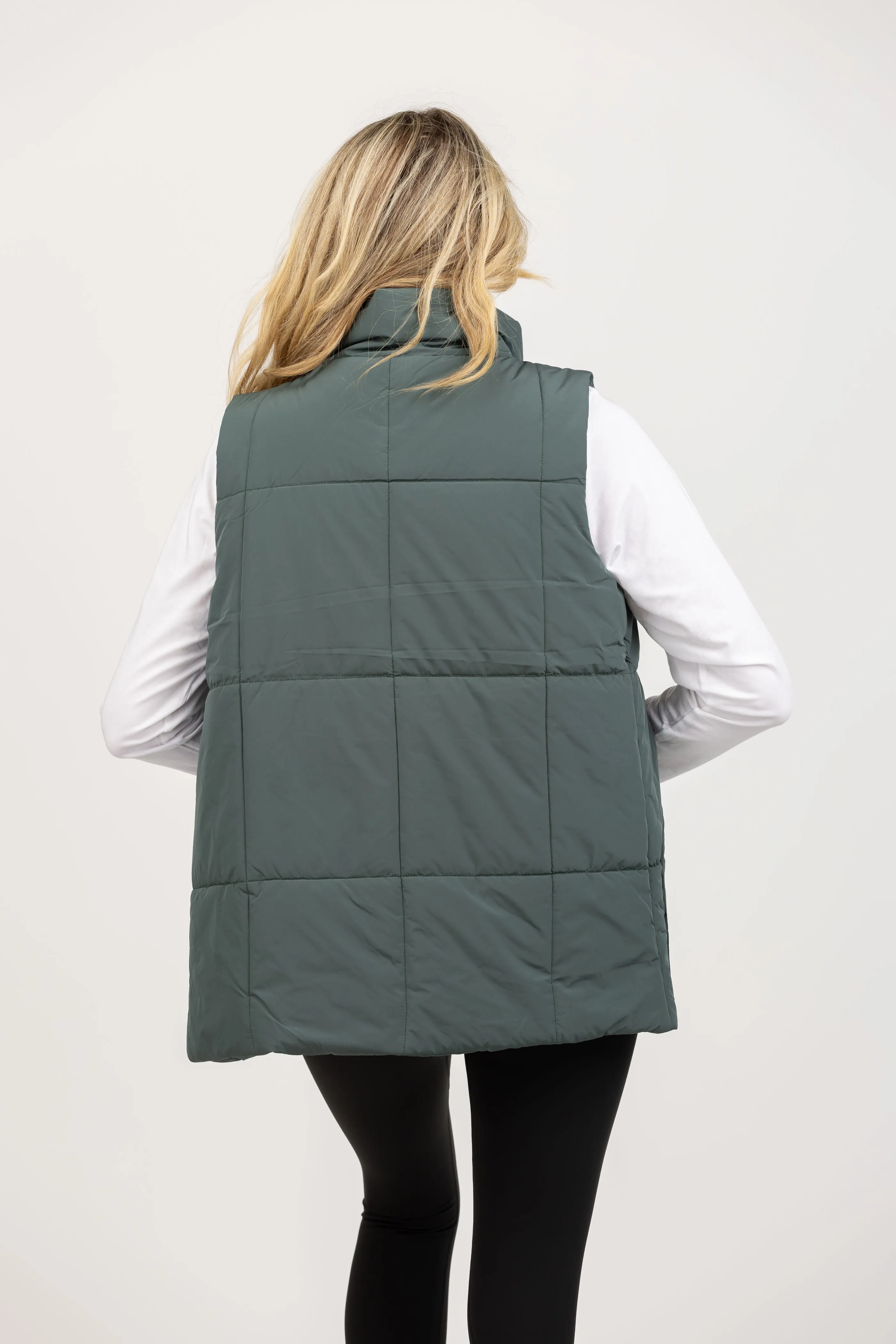 Lilla P. Nylon Long Vest in Mineral