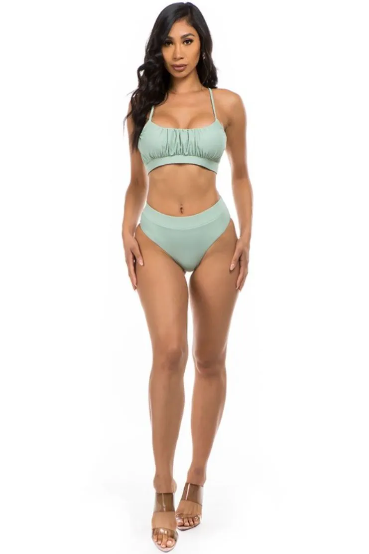Mirah Ruched Bikini (Sold Separately) - Mint Green