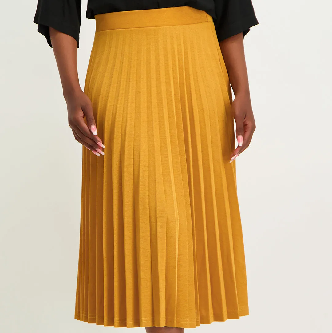Mustard Pleated Skirt