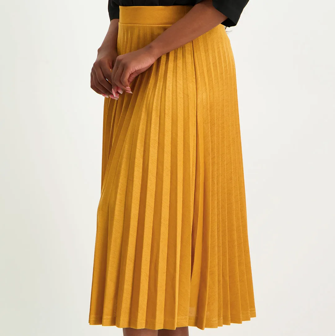 Mustard Pleated Skirt