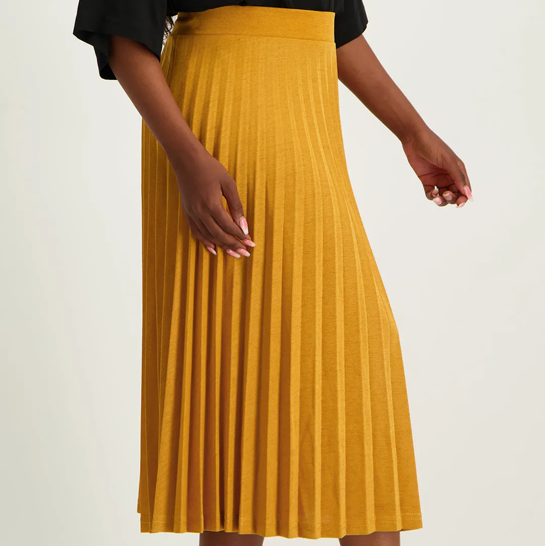 Mustard Pleated Skirt
