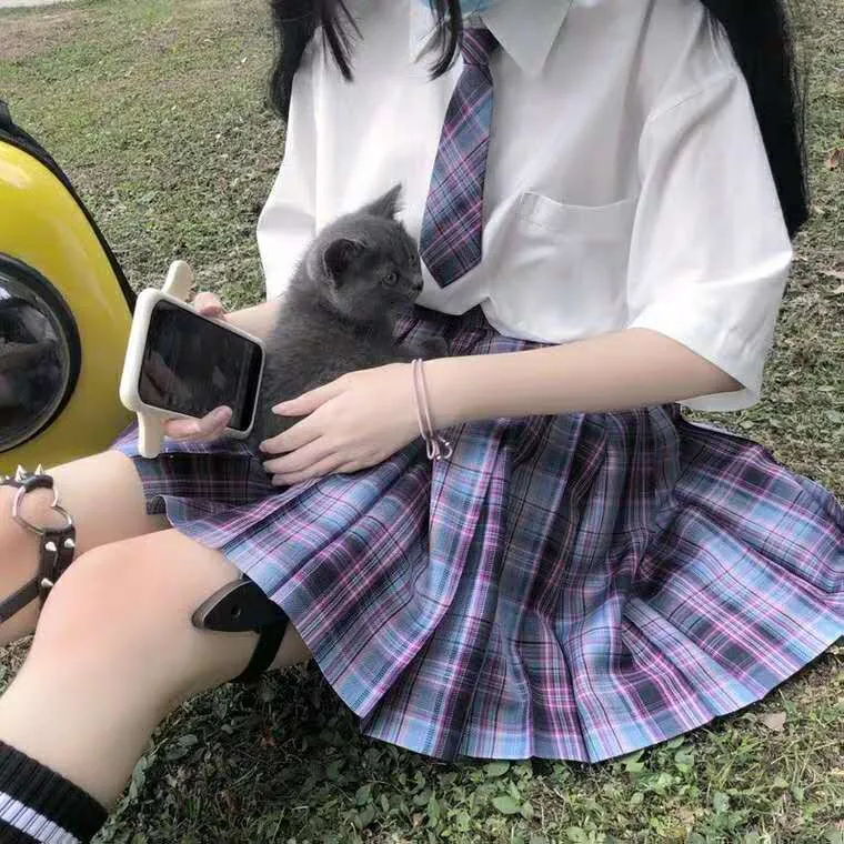 Purple Jk Plaid Mini Skirt
