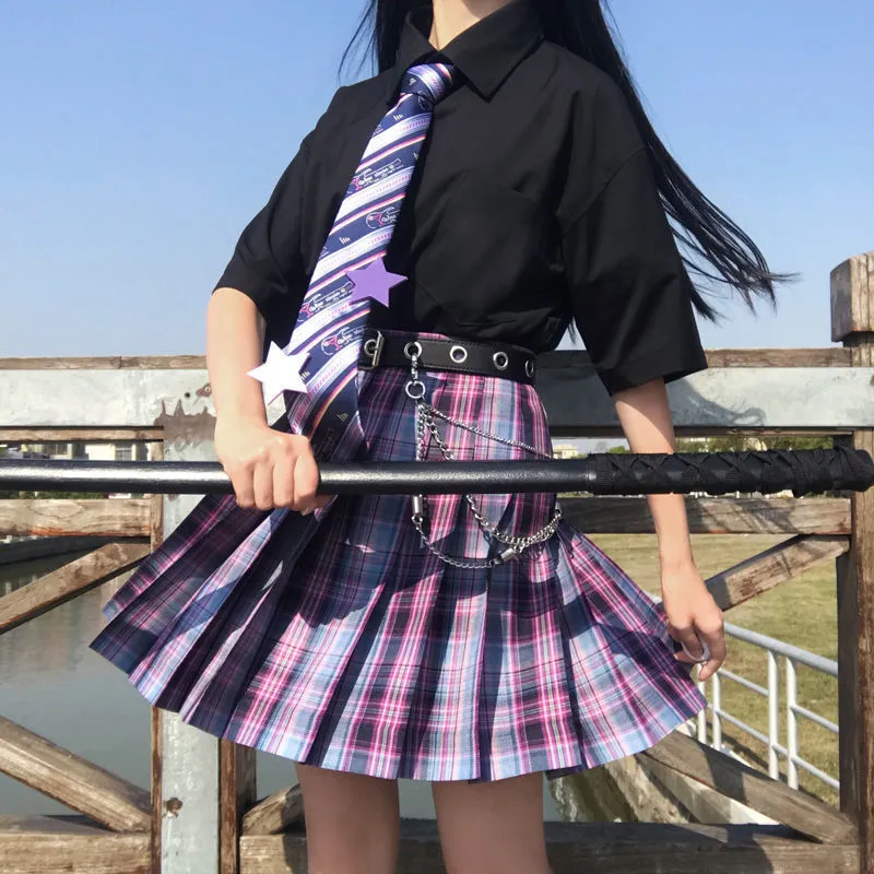Purple Jk Plaid Mini Skirt