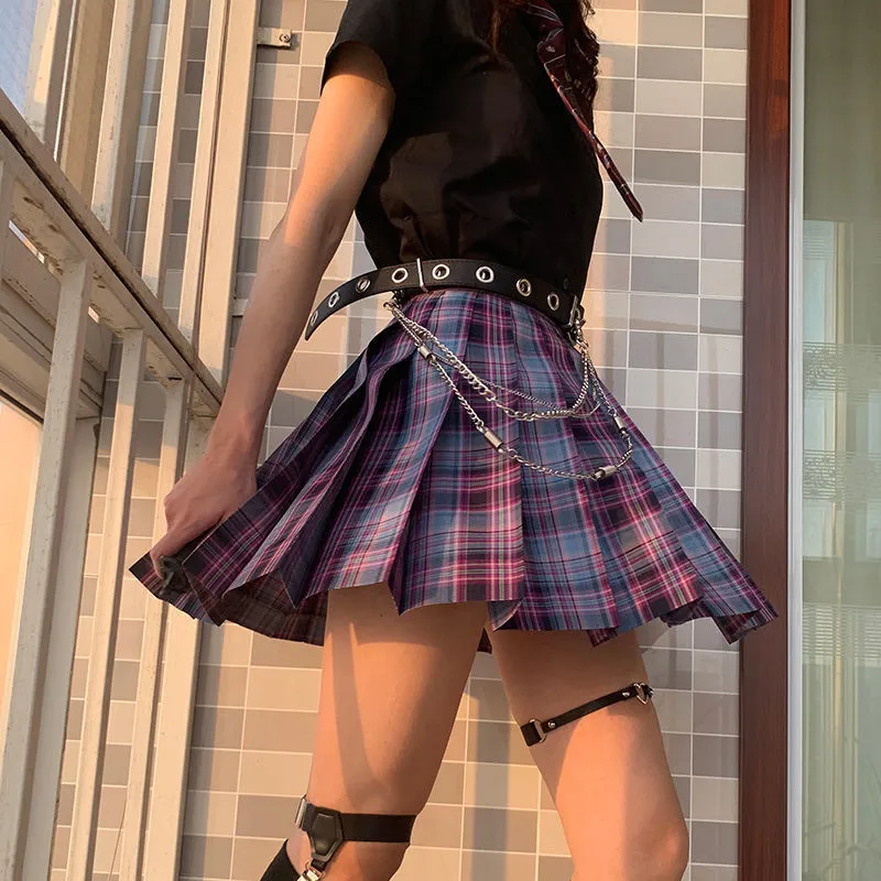 Purple Jk Plaid Mini Skirt