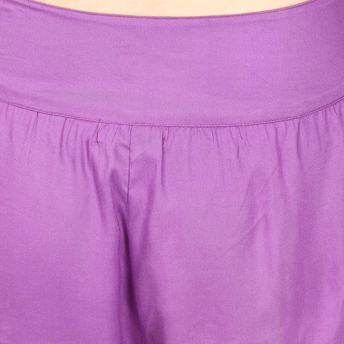 Purple Solid Shorts