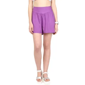 Purple Solid Shorts
