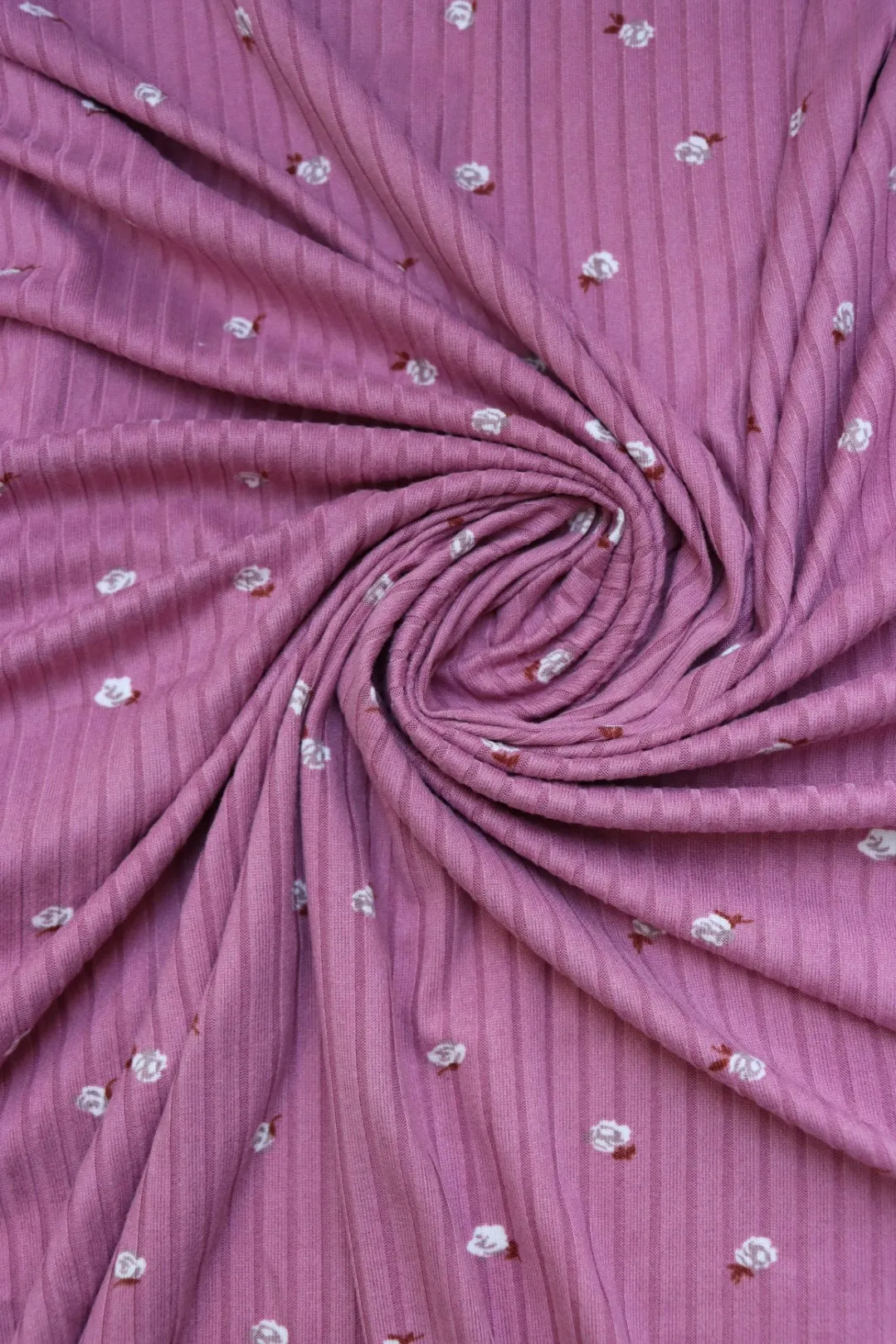 Rosie on Mauve Yummy 8x3 Rib Knit