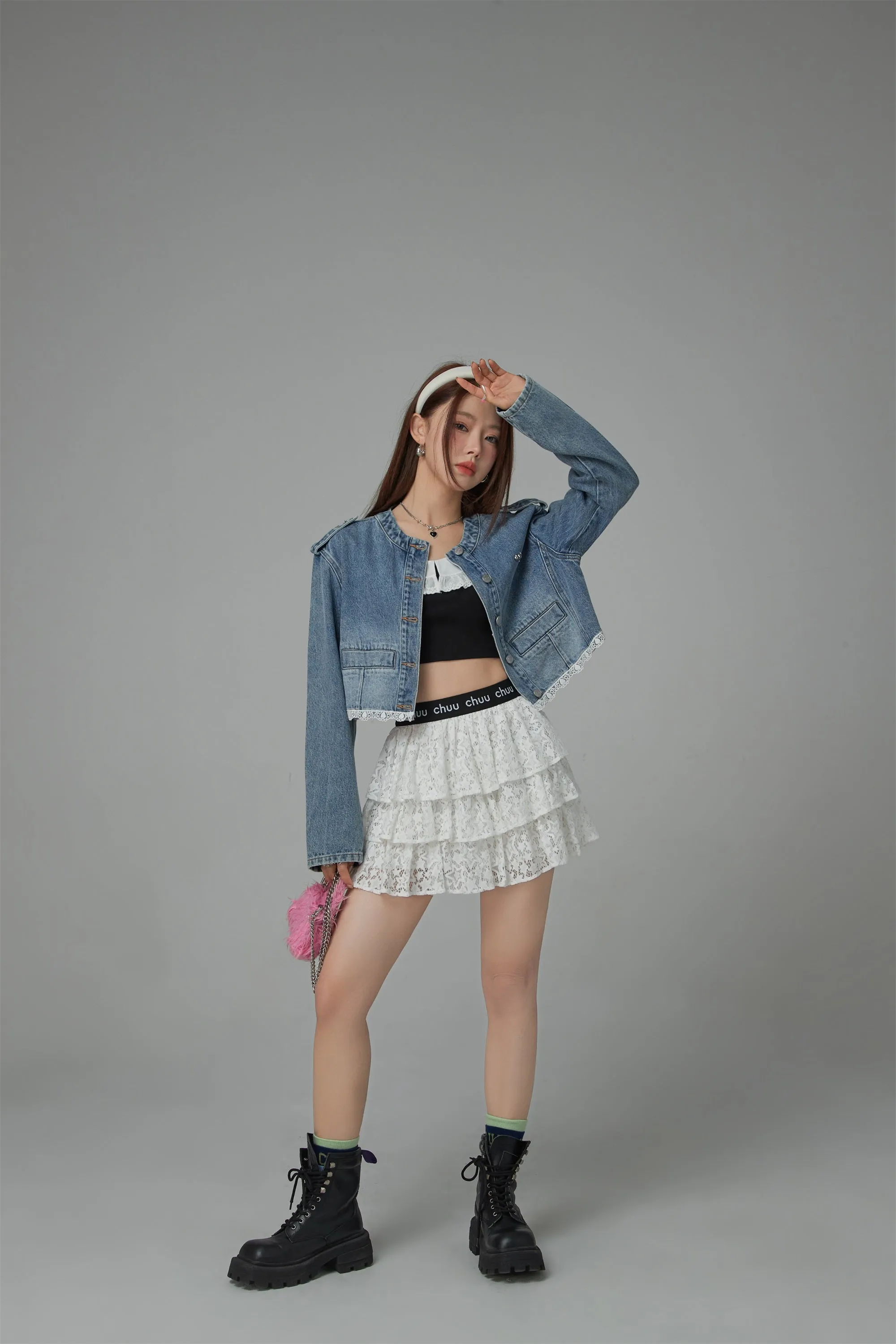 Star Lace Frill Mini Skirt