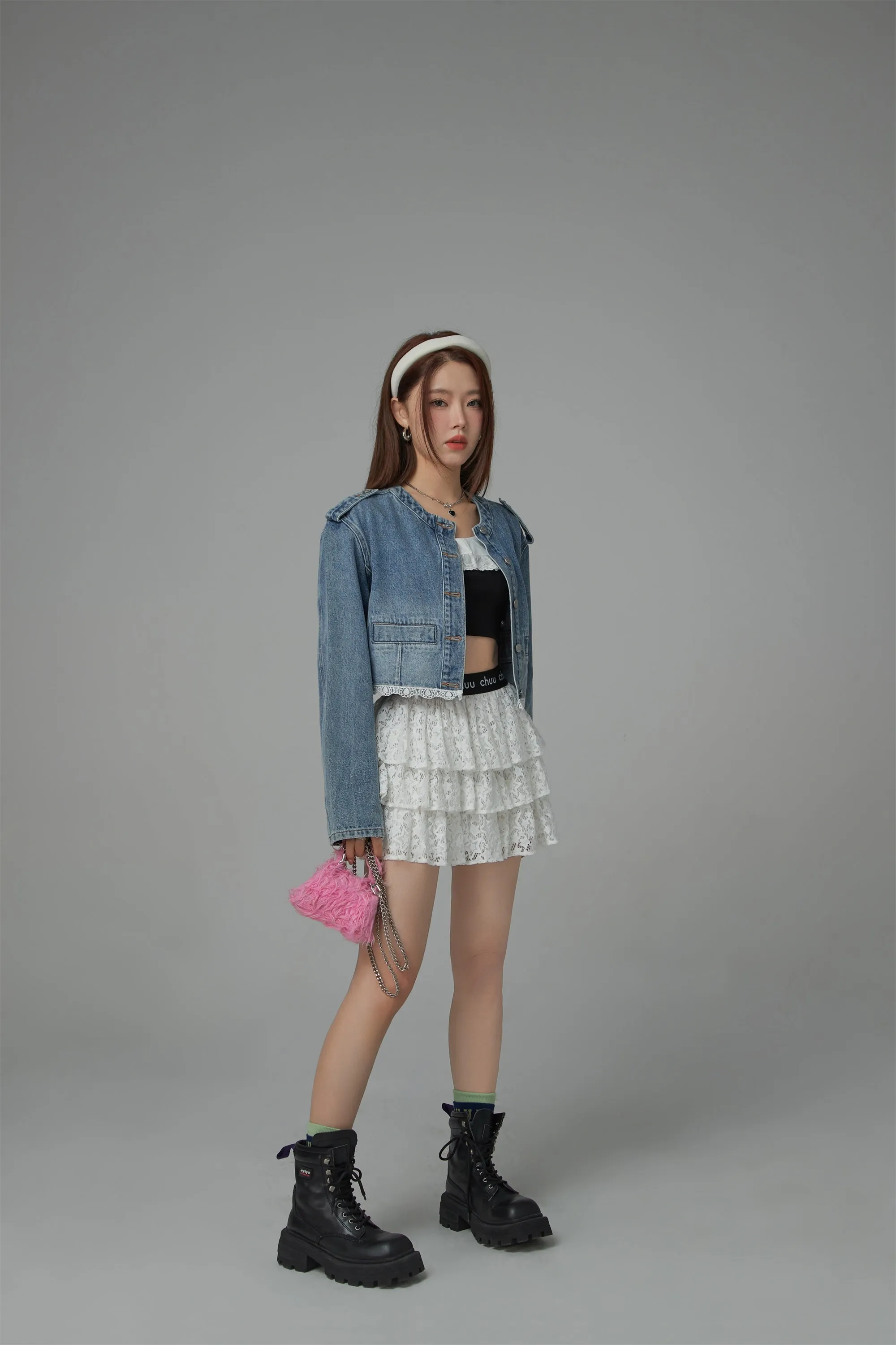 Star Lace Frill Mini Skirt