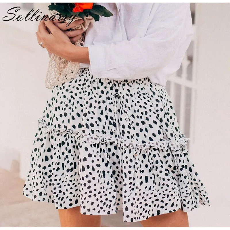 VenusFox Red Ruffles Leopard Summer Boho Skirts