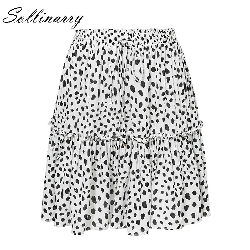 VenusFox Red Ruffles Leopard Summer Boho Skirts